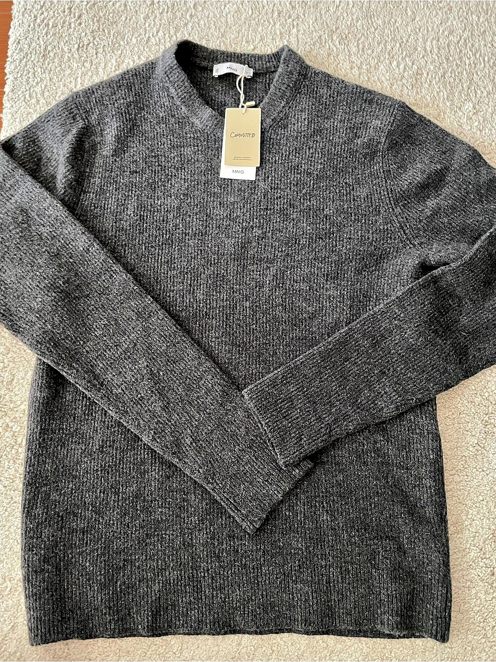 Mango Men’s Crew Neck Sweater in Gray NWT